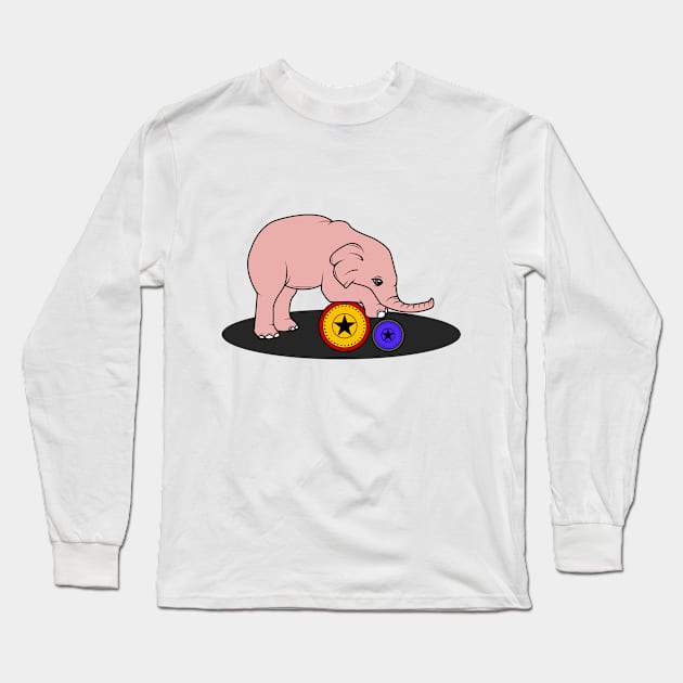 Elephant baby with a ball from the circus Long Sleeve T-Shirt by Markus Schnabel